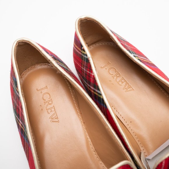 NEW J. Crew Tartan Loafers in Red Black Multi plaid - Picture 10 of 16